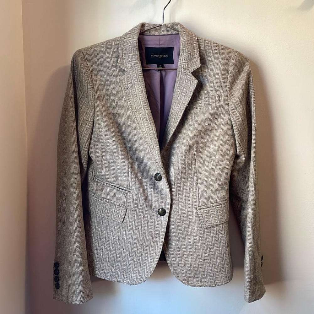 Banana Republic Women’s Tweed Herringbone Blazer 0